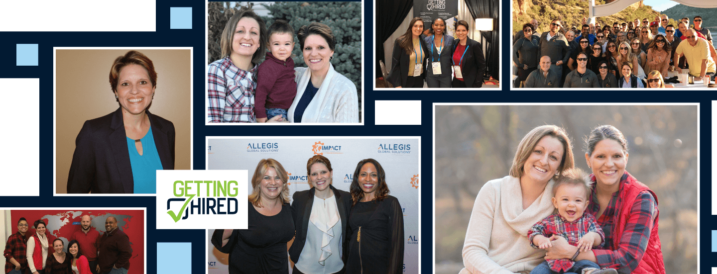 photo collage featuring family and work photos of Jill Stutzman-Deaner, Director at Getting Hired